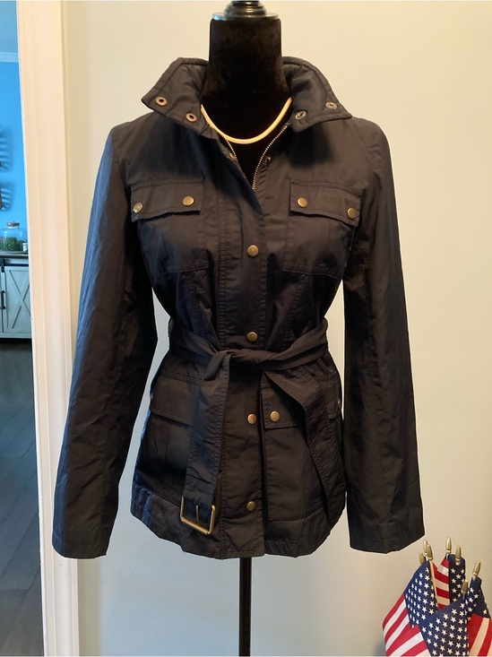 Banana Republic Jackets & Blazers - Banana Republic Dark Blue Field Jacket with Hideaway Hood Belt